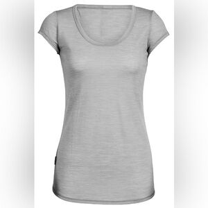 Icebreaker Spheria Short Sleeve Scoop Neck Tee, Fossil Heather, M, EUC